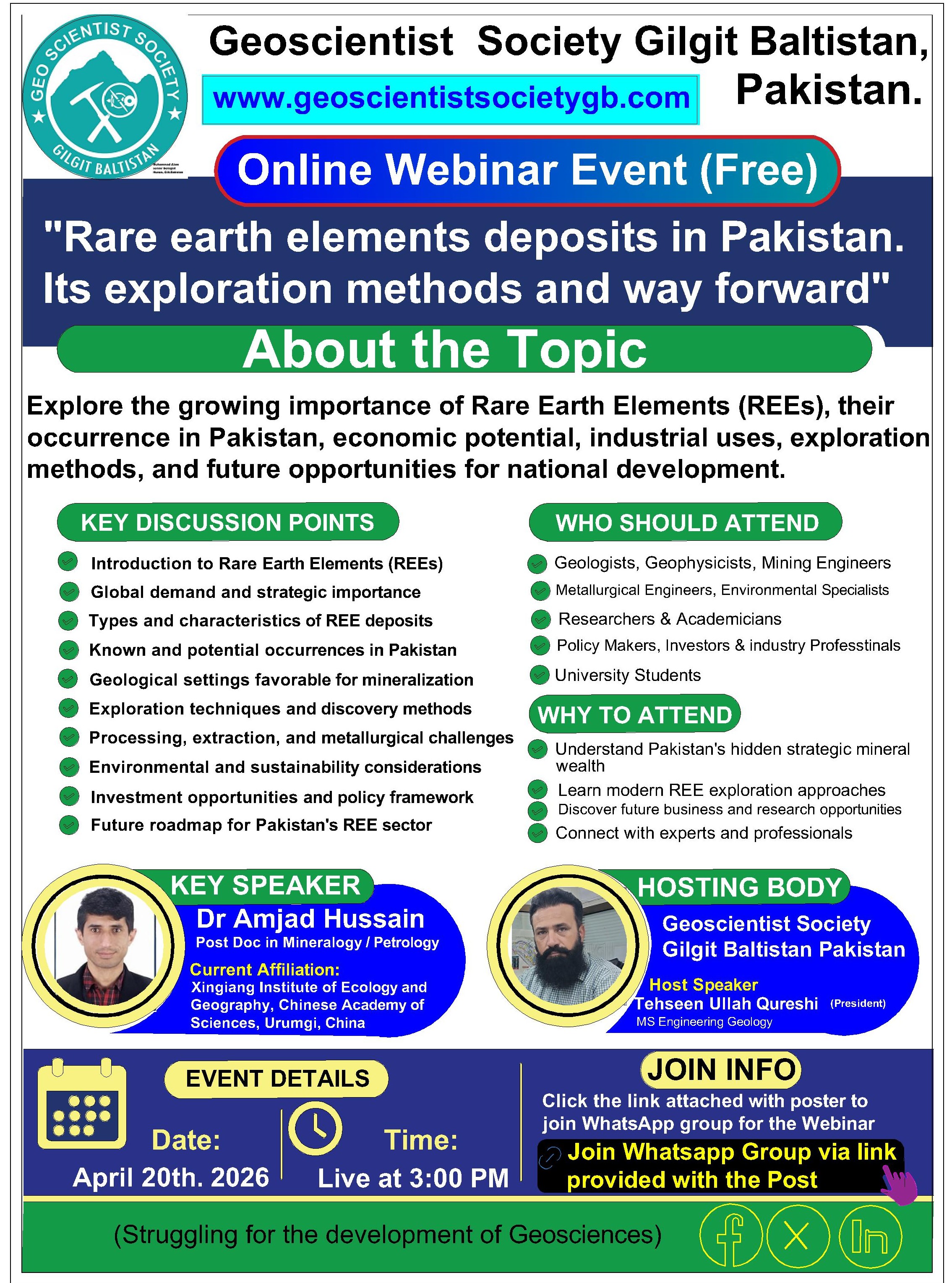 Extra image 1 for International Webinar of "Rare Earth Minerals and their Potential in Pakistan"